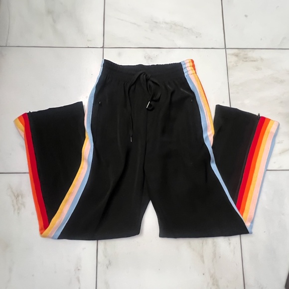 REVOLVE WOMEN’S LESLIE STRIPE RAINBOW TRACK PANTS, SIZE EU 38/ US 6, BLACK - Picture 5 of 14